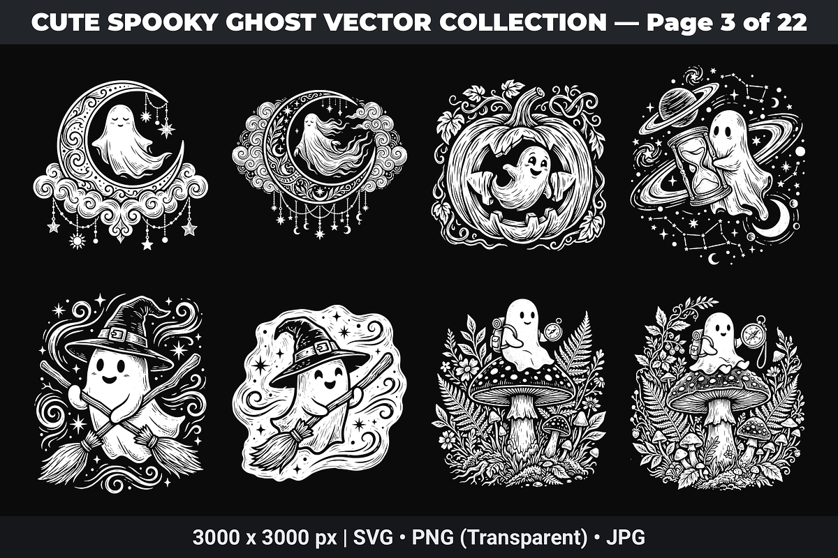 Cute Ghost SVG Bundle Vol - 01, an Object Graphic by XPERTDESIGNER (Photo 14 of 21)