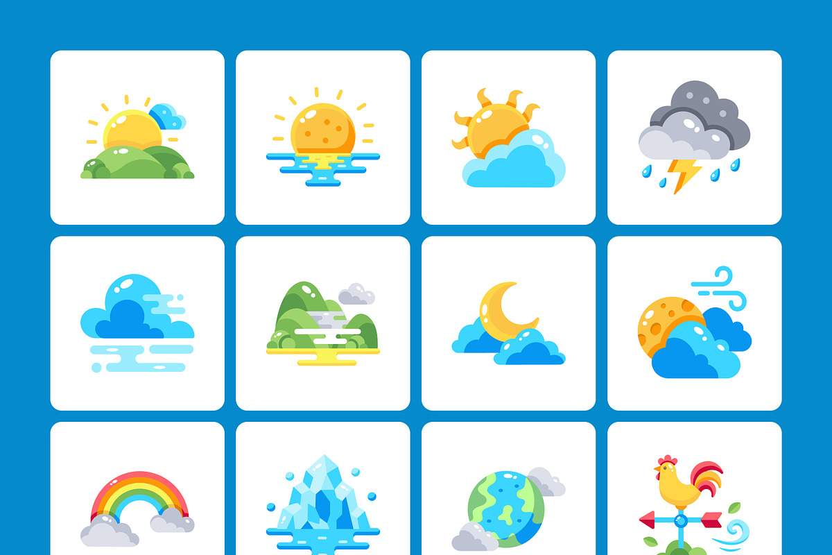 115 Weather Flat Icons Bundle, an Emoji Icon by Prosymbols (Photo 9 of 11)