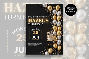Black Gold Birthday Invitation