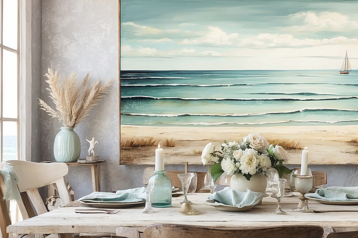 Seascape Oil Painting 'Sailboat', a Background Graphic by by creative paper (Photo 10 of 16)