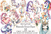 Watercolor Unicorn Clipart, a Seasonal Illustration by Design Market (Thumbnail 5 of 8)