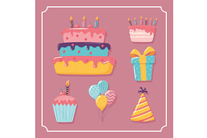 set happy birthday, an Illustration by studiogstock