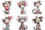 Whimsical Valentine Cat Clipart, an Illustration by CraftArtStudio (Thumbnail 3 of 6)