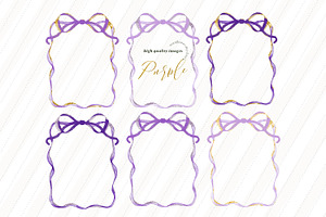Purple Coquette Bow Frames Clipart, an Illustration by Sunflower Day Love