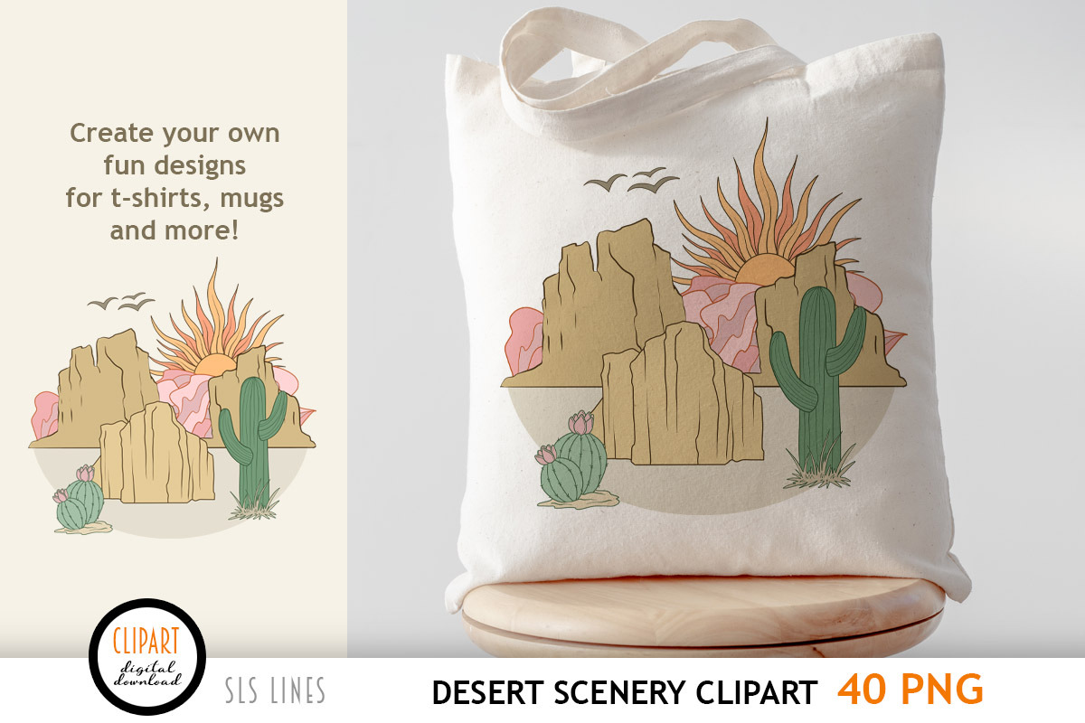 Desert Scenery Clipart - Cacti PNGs, a Decorative Illustration by SLS Lines (Photo 8 of 9)