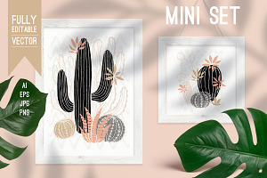 MINI SET Cacti & Succulents Vector
