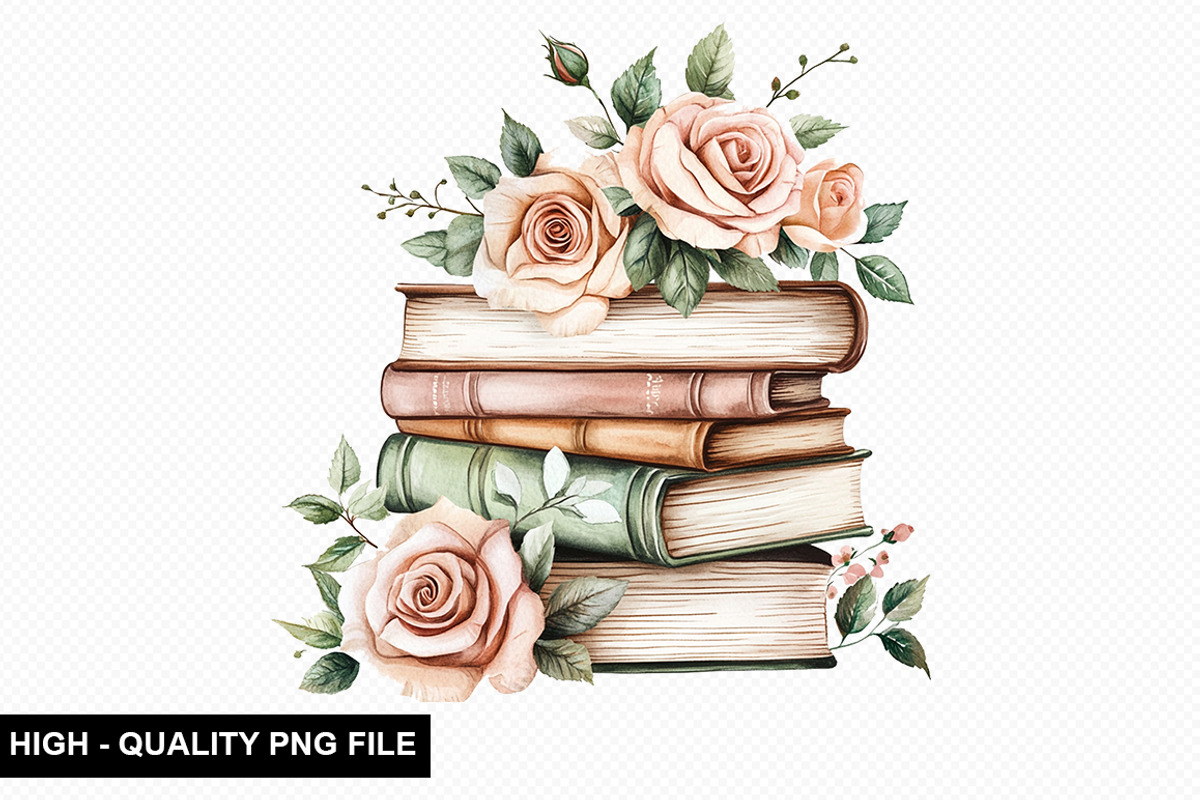 Watercolor Floral Book Clipart, an Illustration by crative8112 (Photo 10 of 11)
