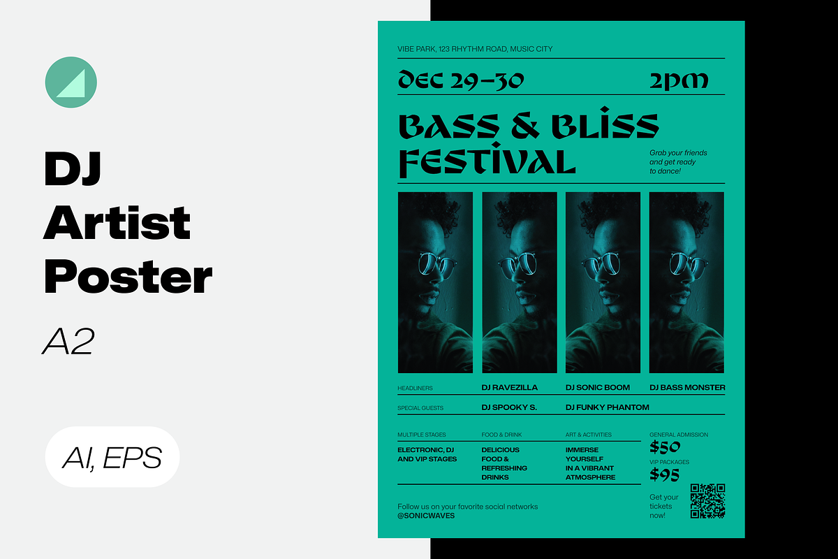 DJ Artist Nightclub Party Poster, a Flyer Template by Danil Polshin