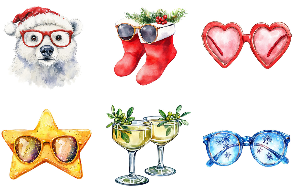Winter Glasses Christmas Clipart, an Illustration by DreamArtGraphic (Photo 3 of 5)