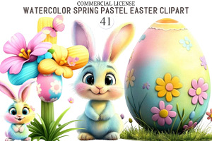 Watercolor Spring Pastel Easter Clip, an Illustration by designcity5