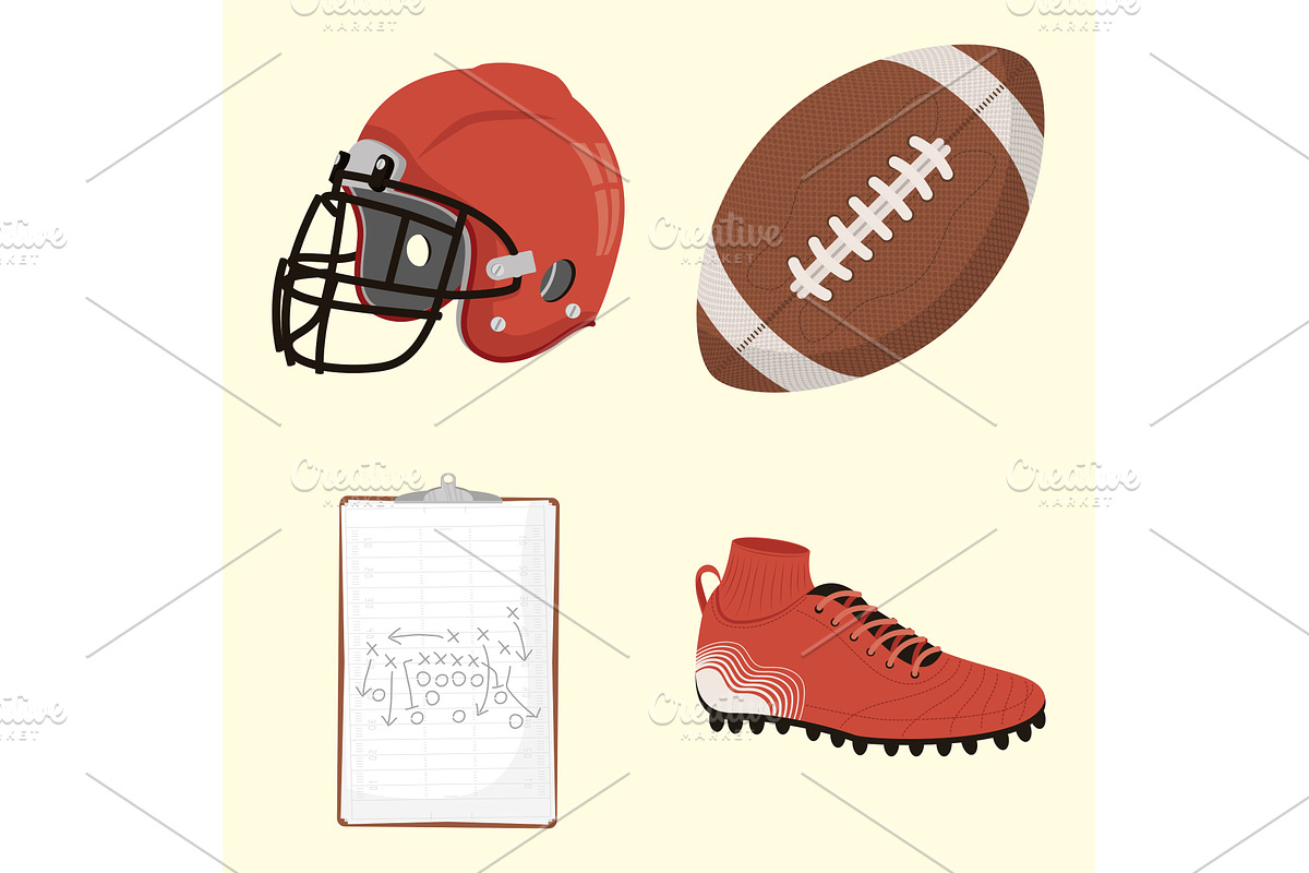 american football four icons, a Sport Illustration by studiogstock