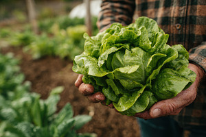 Gardener with fresh lettuce, a Photo by Beautiful things