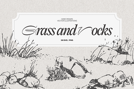 Sketches featuring Grass and Rocks, a Graphic by TheMountBirdStudio