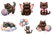 Cute Dark Brown Cat Clipart, an Illustration by DreamArtGraphic (Thumbnail 3 of 4)