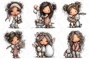 Easter Girl and Bunny Watercolor Cli, an Illustration by DreamPrint404 (Thumbnail 2 of 6)