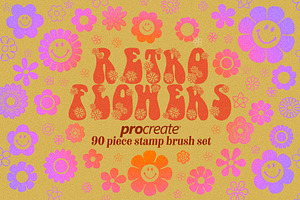 Retro Flowers Procreate Stamp Brush