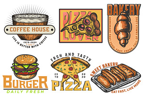 Pizza, Burger Vintage handdrawn logo, a Branding & Logo Template by Billah Hub