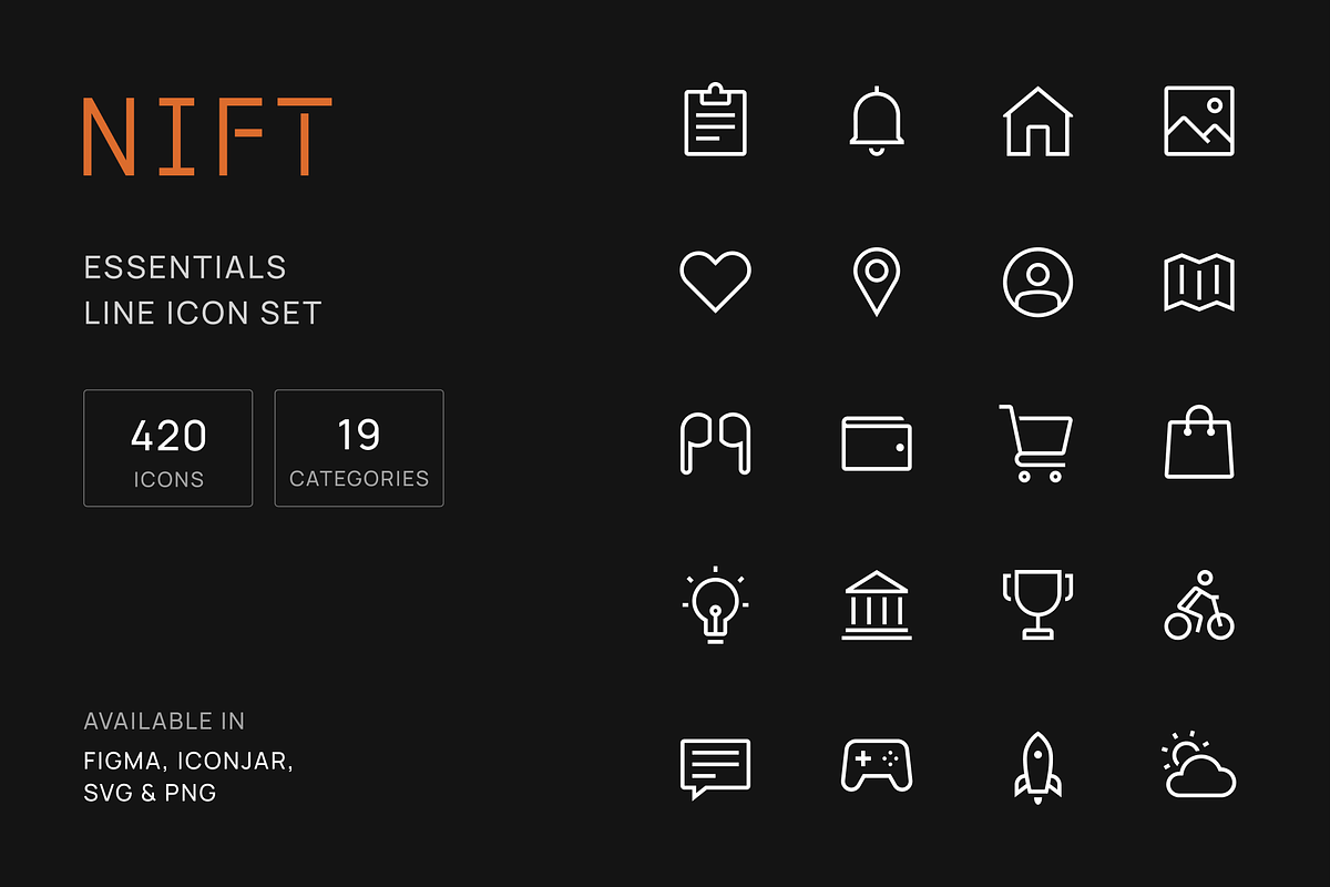 Nift Essential Line Icons, an Outline Icon by KushJain (Photo 1 of 5)
