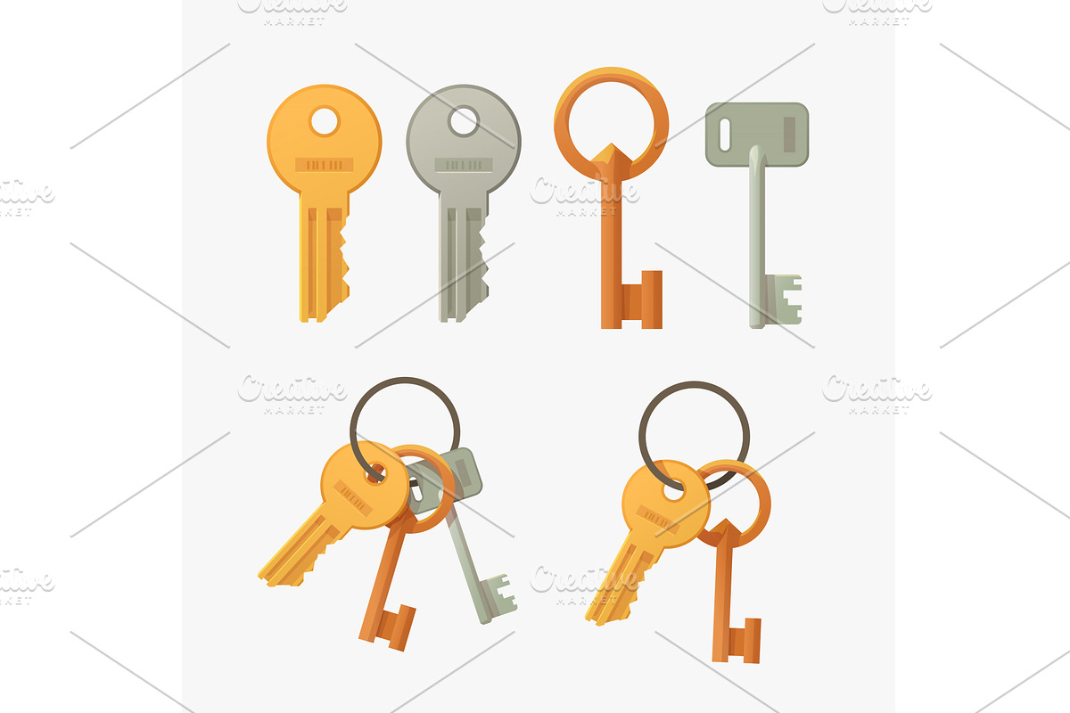 various cartoon door keys set on, an Object Illustration by IfH