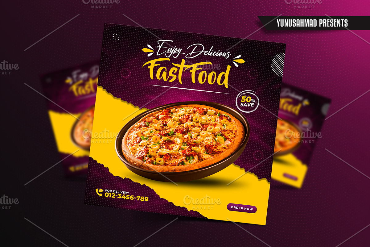 Fast Food Instagram Post Template, a Social Media Template by Yunus Ahmad (Photo 3 of 5)