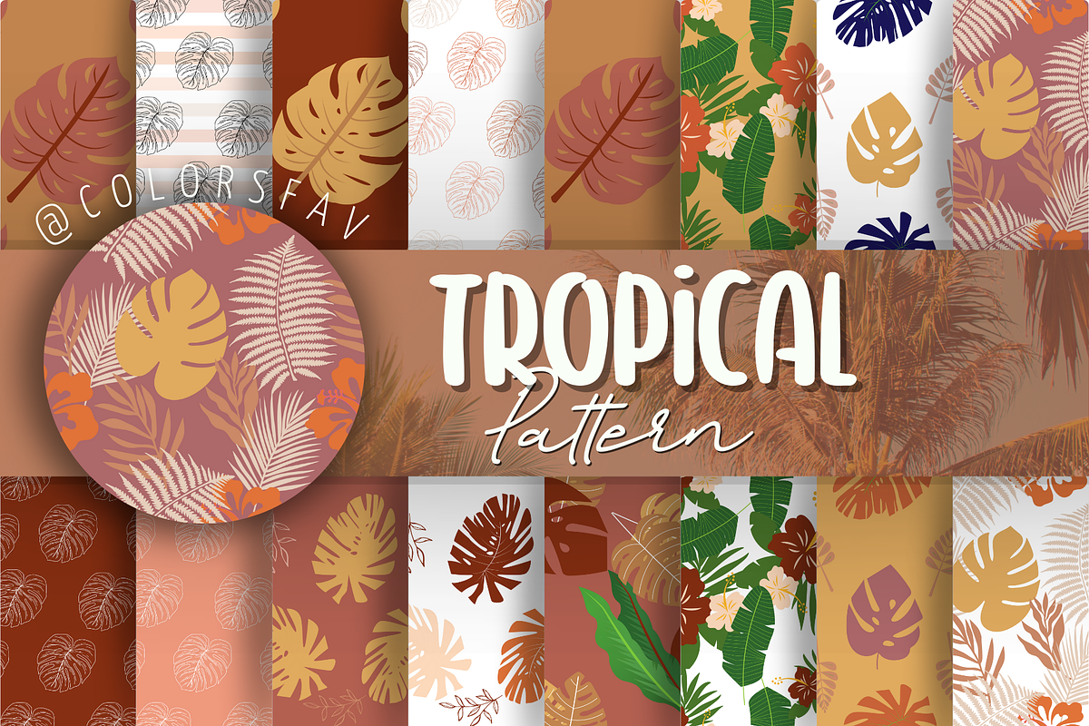 Boho Tropical Seamless Patterns Set, a Pattern Graphic by Colorsfav ...
