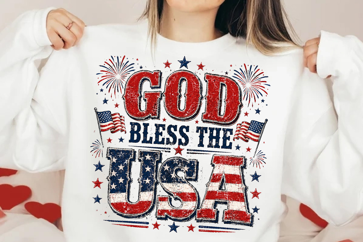 Coquette Striped God Bless the USA, a Seasonal Illustration by DreamCafeArt (Photo 1 of 6)