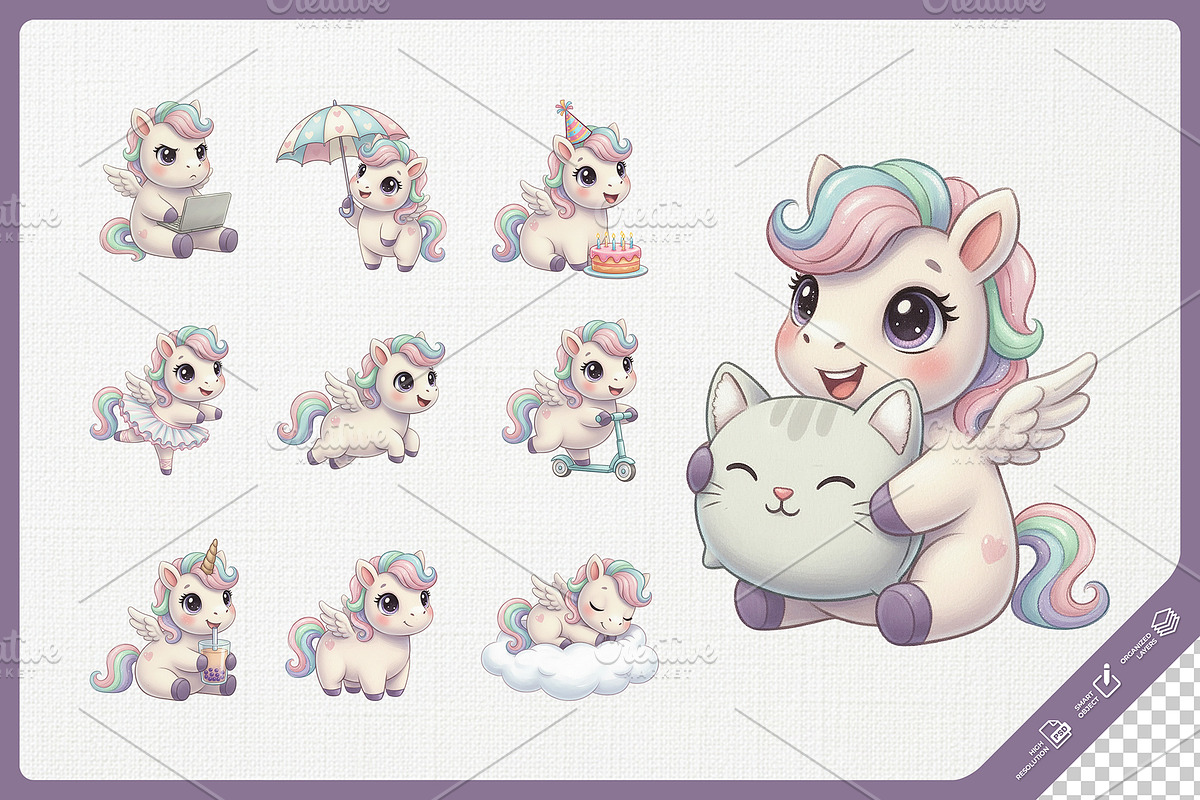 Little Pegasus Cute Cartoon, an Animal Illustration by Gohsantosa (Photo 4 of 4)