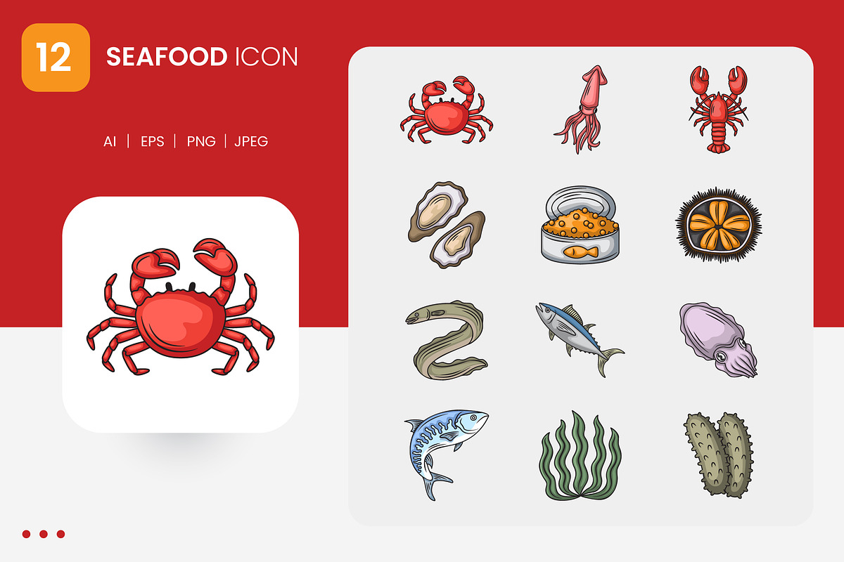 Sea Food Icon Set, a Duotone Icon by shin_std
