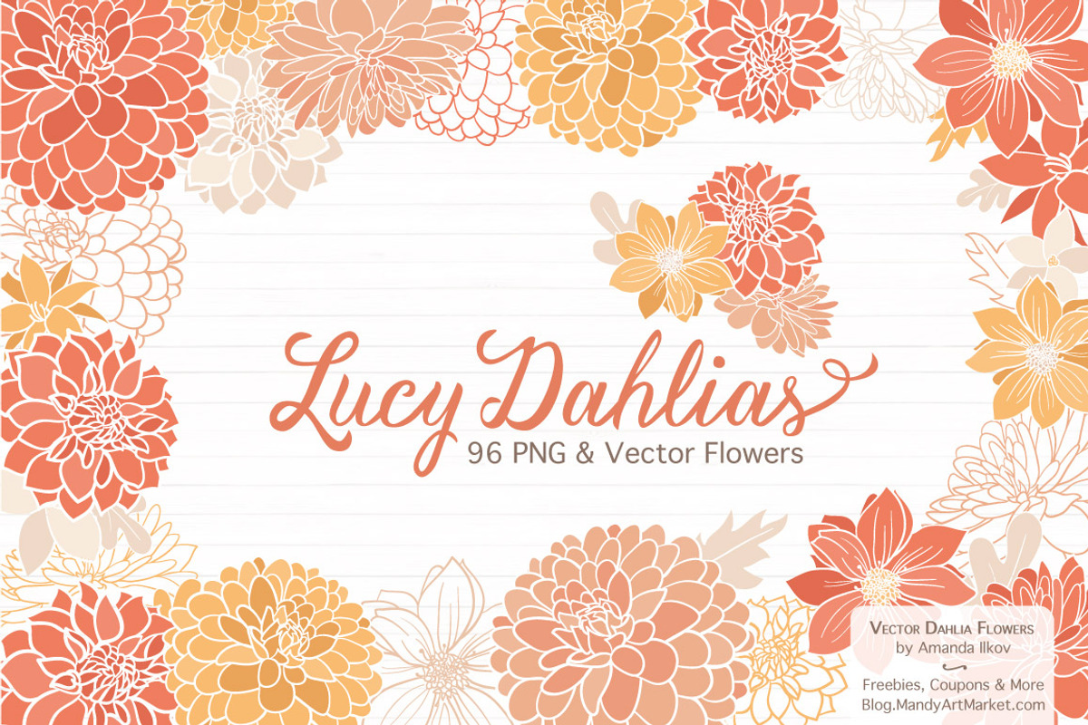 Peach Dahlia Flower Vector Clipart, an Illustration by Amanda Ilkov (Photo 1 of 4)