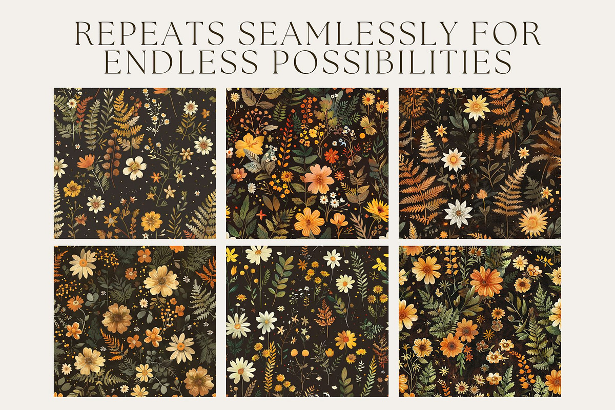 8 Autumn Woodland Ferns Patterns, a Pattern Graphic by Inknfolly (Photo 3 of 6)