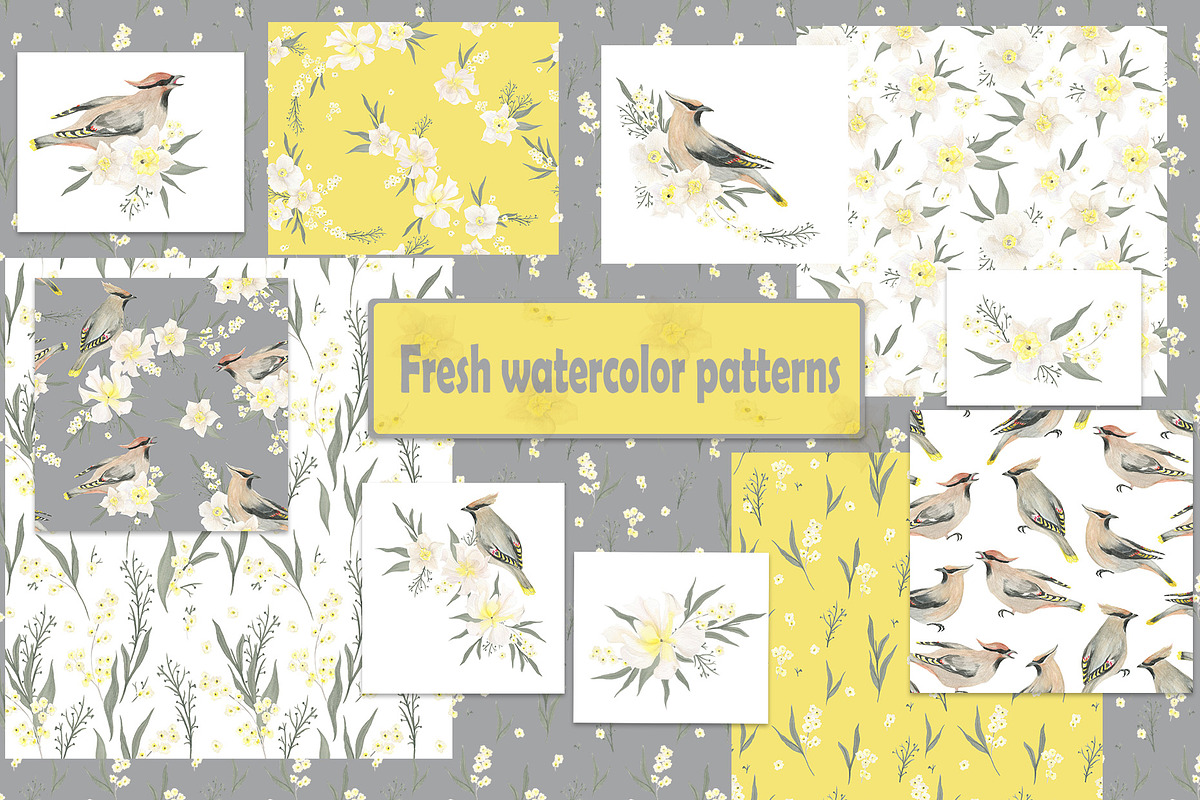 Watercolor painting floral patterns, a Pattern Graphic by ramika (Photo 1 of 5)