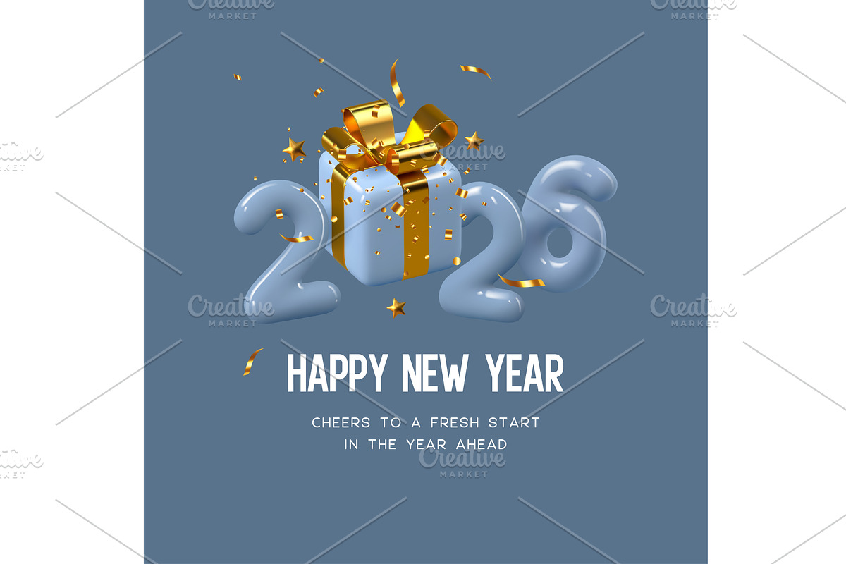 2026 New Year greeting vector, an Object Illustration by Liudmyla Matviiets