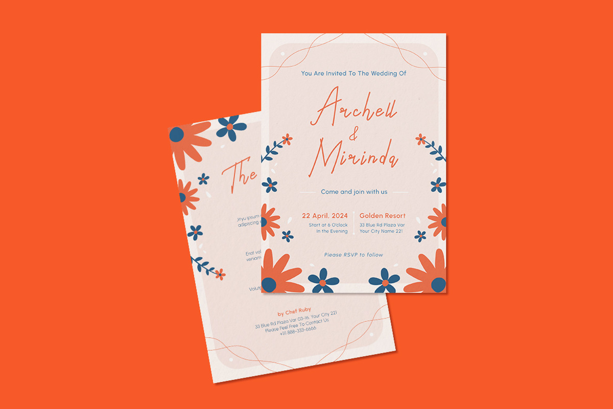 Flower Bloy Wedding Invitation, an Invitation Template by iDoodle Studio (Photo 2 of 3)