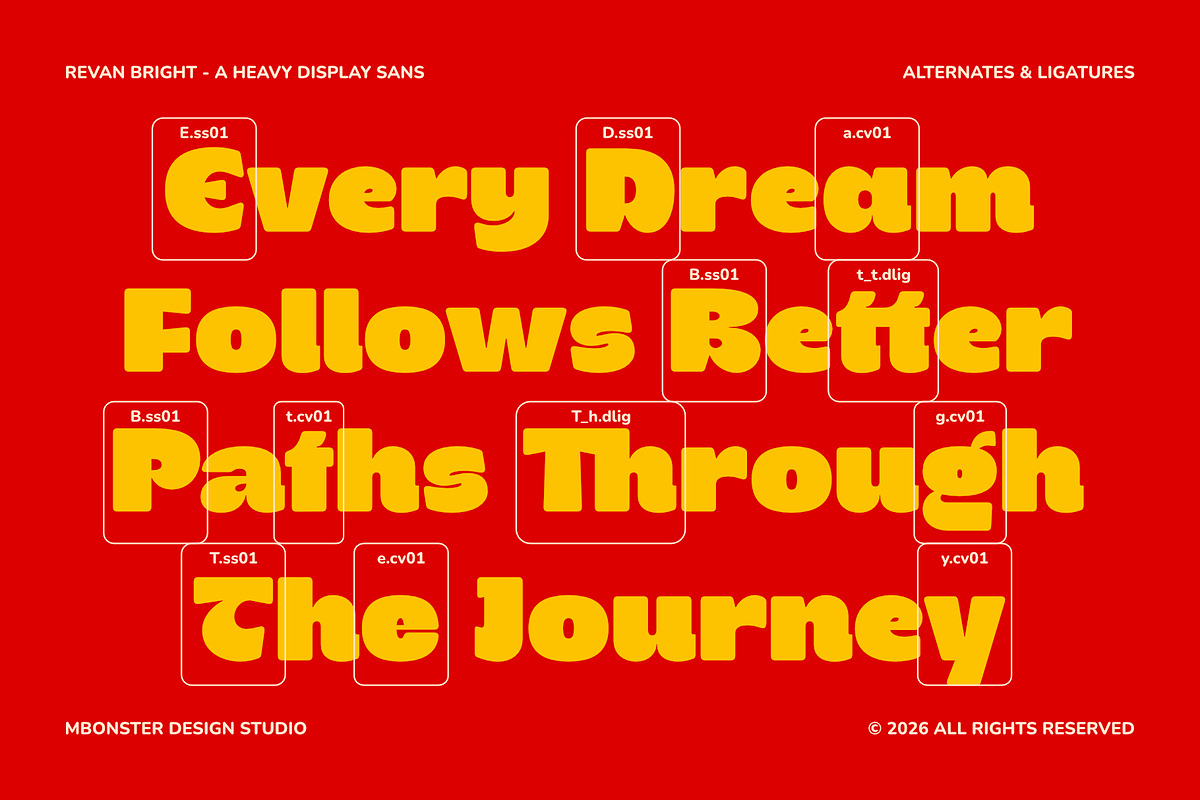 Revan Bright - Heavy Playful Sans, a Sans Serif Font by Mbonster Design Studio (Photo 8 of 16)