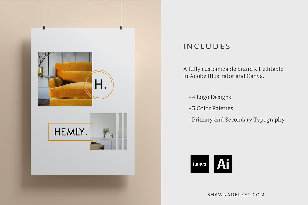 Brand Identity Starter Kit - Hemly, a Branding & Logo Template by Shawna Del Rey (Photo 3 of 6)