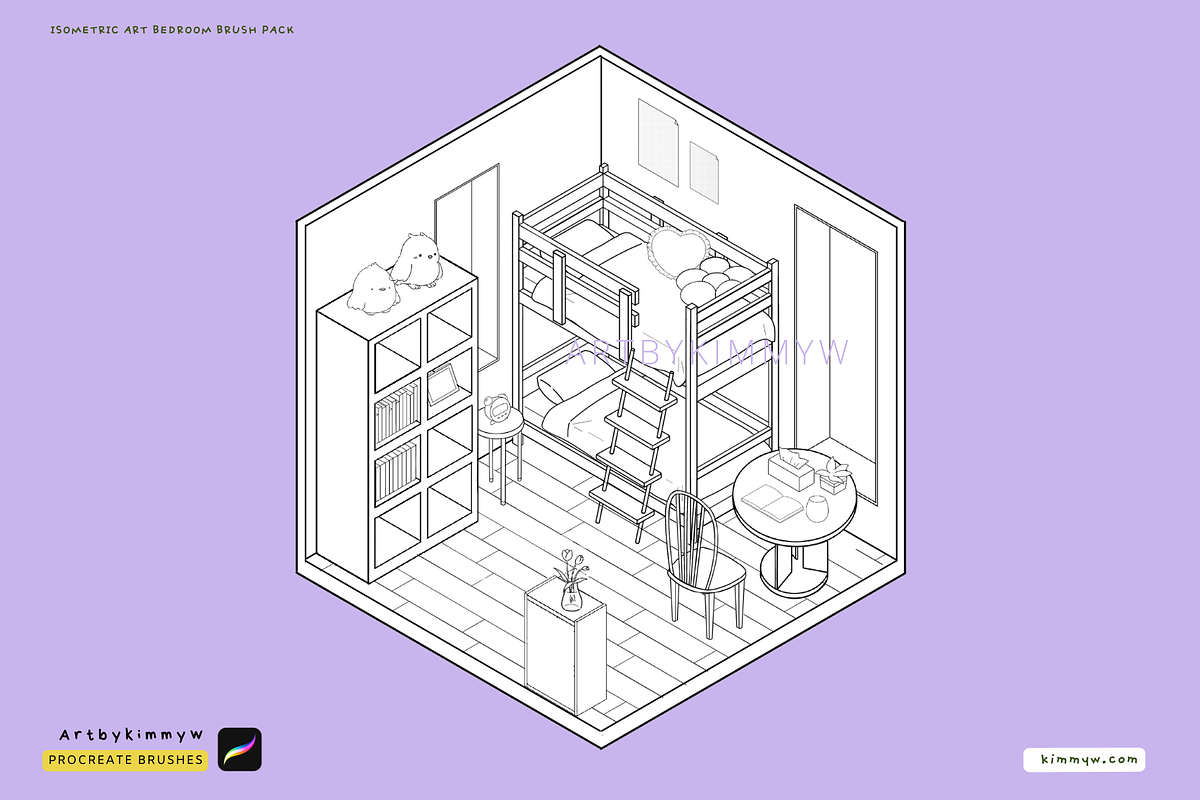 Procreate Isometric Room Brush Pack, a Brush Add-On by Artbykimmyw (Photo 9 of 18)