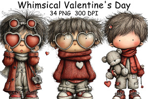 Whimsical Valentine's Day Clipart, an Illustration by CraftArtStudio