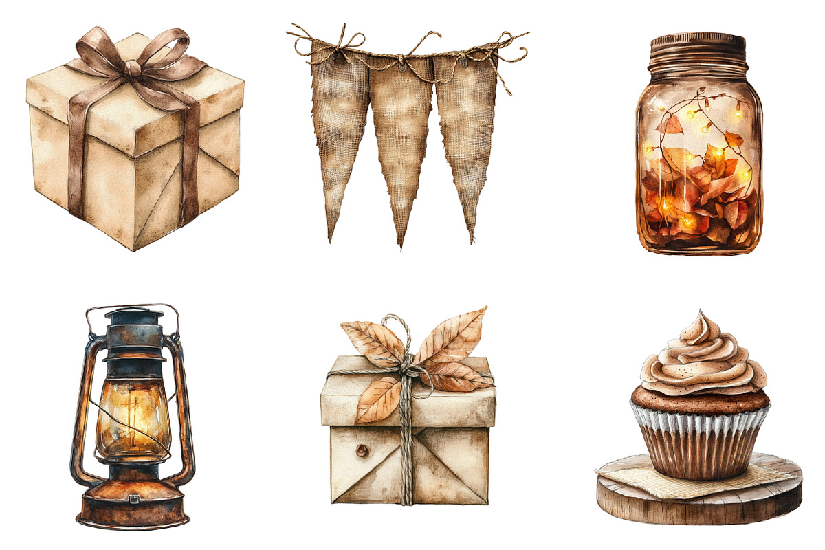 Watercolor Rustic Brown Birthday, an Illustration by SinaCreation (Photo 3 of 5)