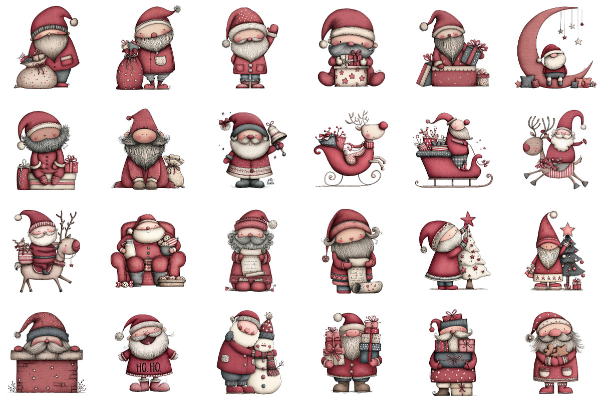 Whimsical Christmas Santa Clipart, an Illustration by Sublimation Artist (Photo 2 of 6)