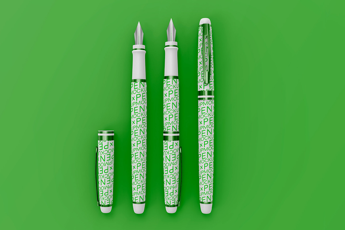 3d Fountain Pen With Cap Mockup, a Pens & Pencil Mockup by The Rose Project (Photo 2 of 3)