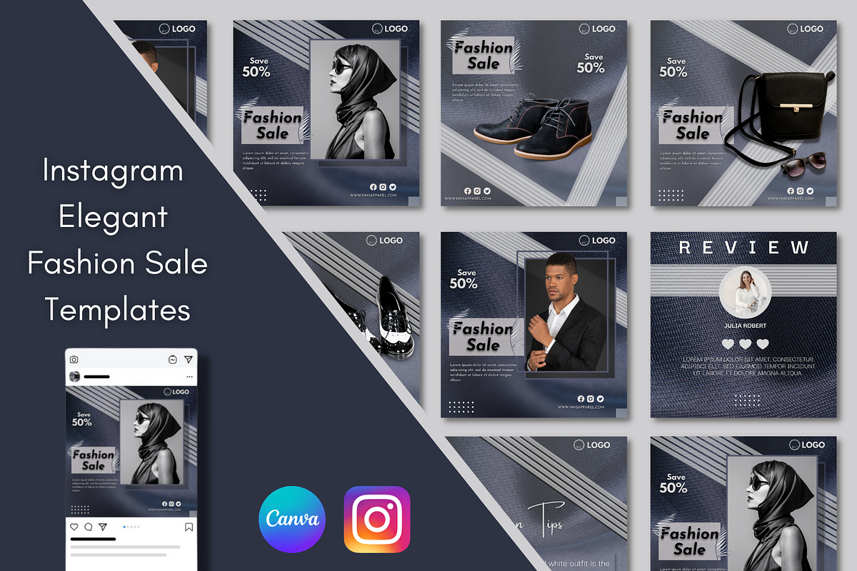 Instagram Elegant Fashion Templates, a Social Media Template by Qamso Designs (Photo 1 of 2)