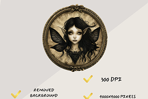 SEPIA FAIRIES IN LOCKETS CLIPART