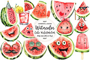 Cute Watermelon Clipart, an Illustration by OK Design (Thumbnail 1 of 5)