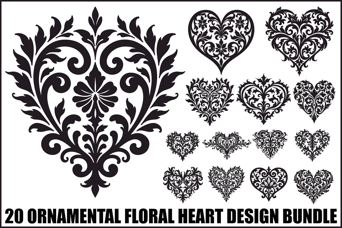Ornamental Heart Bundle, an Illustration by balal (Photo 1 of 20)