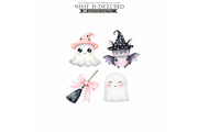 Cute Halloween Ghost and Pumpkin, a Seasonal Illustration by CharmClipart (Thumbnail 6 of 7)