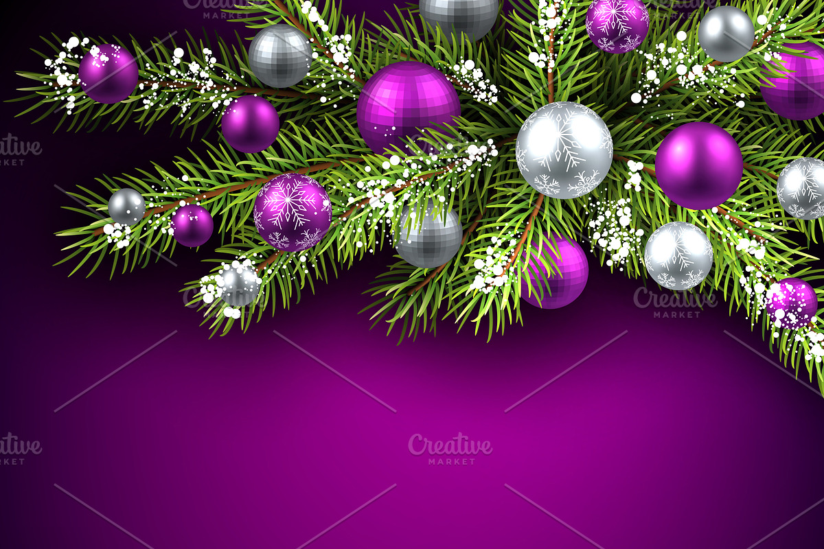 Big violet Christmas & New Year set, a Decorative Illustration by Vjom (Photo 2 of 20)