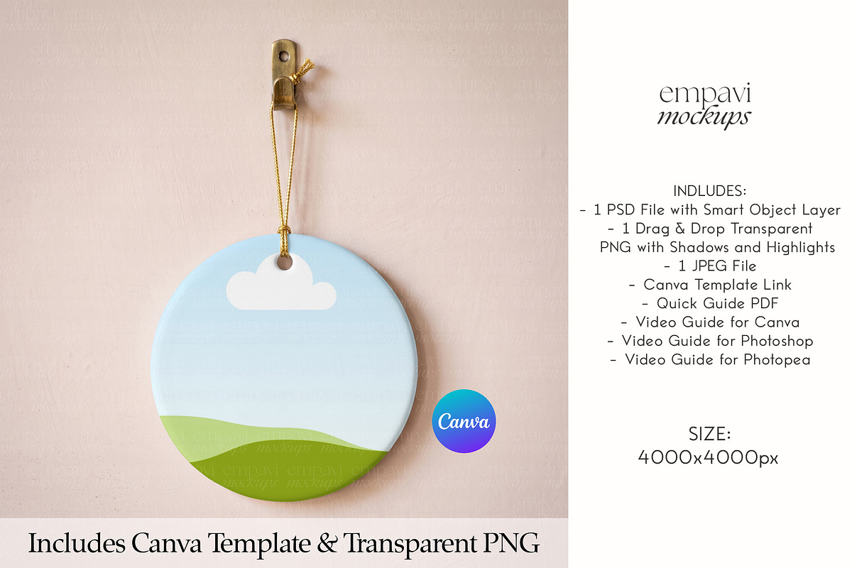 Round Ceramic Ornament Mockup, a Household Mockup by EmpaviMockups (Photo 3 of 6)