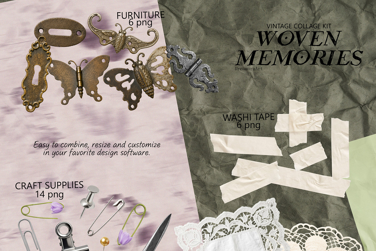 Woven Memories Vintage Ephemera Kit, an Object Graphic by DreamoraArt (Photo 4 of 11)