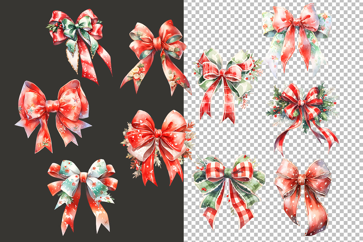 Christmas Decorative Bows Clipart, a Decorative Illustration by Vasmila (Photo 5 of 6)
