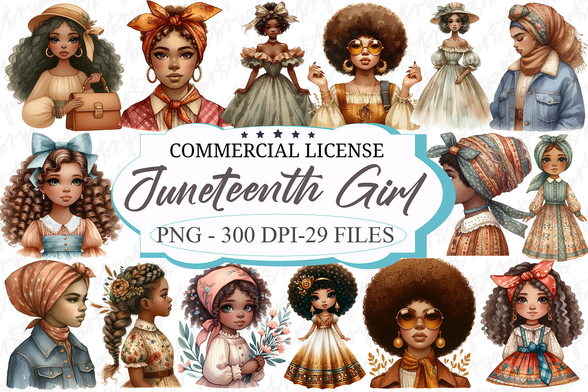 Cute Juneteenth Girl Clipart, an Illustration by designcity5 (Photo 1 of 5)